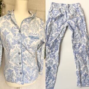 Adrienne Vittadini Cotton Blue White Pajama Set Women's Small